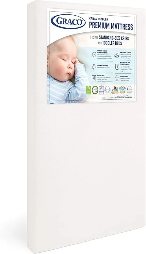 Graco Premium Crib & Toddler Mattress – GREENGUARD Gold Certified & CertiPUR-US Certified, Fits All Standard Crib & Toddler Beds, Waterproof Sleep Surface, Machine-Washable Outer Cover for Easy Care $89.99