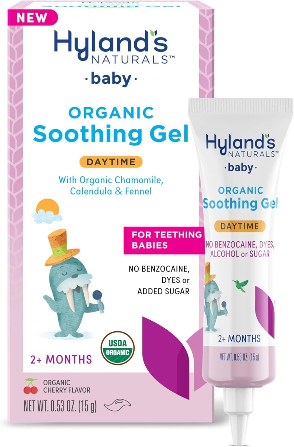 Hyland's Baby Organic Day Oral Soothing Gel, with Chamomile, Calendula, and Fennel, Cooling Gel for Oral Discomfort, Easy-to-Apply, Ages 2 Months and Up, 0.53 Ounce $10.62