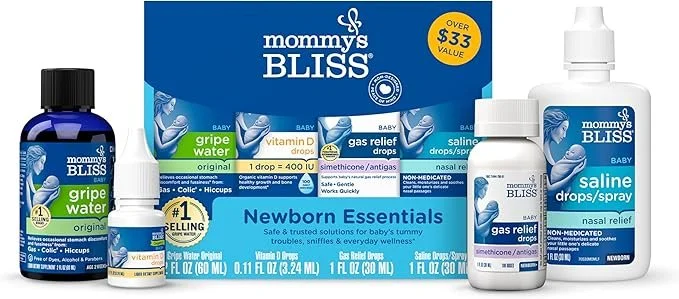 Mommy's Bliss Newborn Essentials Gift Set, Includes Gripe Water, Baby Vitamin D/Gas Drops and Gentle Saline Drops/Spray $15.99
