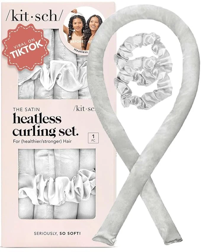 Kitsch Satin Overnight Ivory Hair Curlers Set - Heatless Curling Headband and Soft Rollers for Effortless Curls While Sleeping $15.98