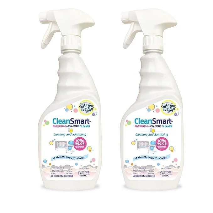 CleanSmart Nursery & High Chair Cleaner, 23 Ounce Bottle (Pack of 2), Hypochlorous Naturally Kills 99.9% of Viruses like RSV & Flu with Zero Residue $17.46