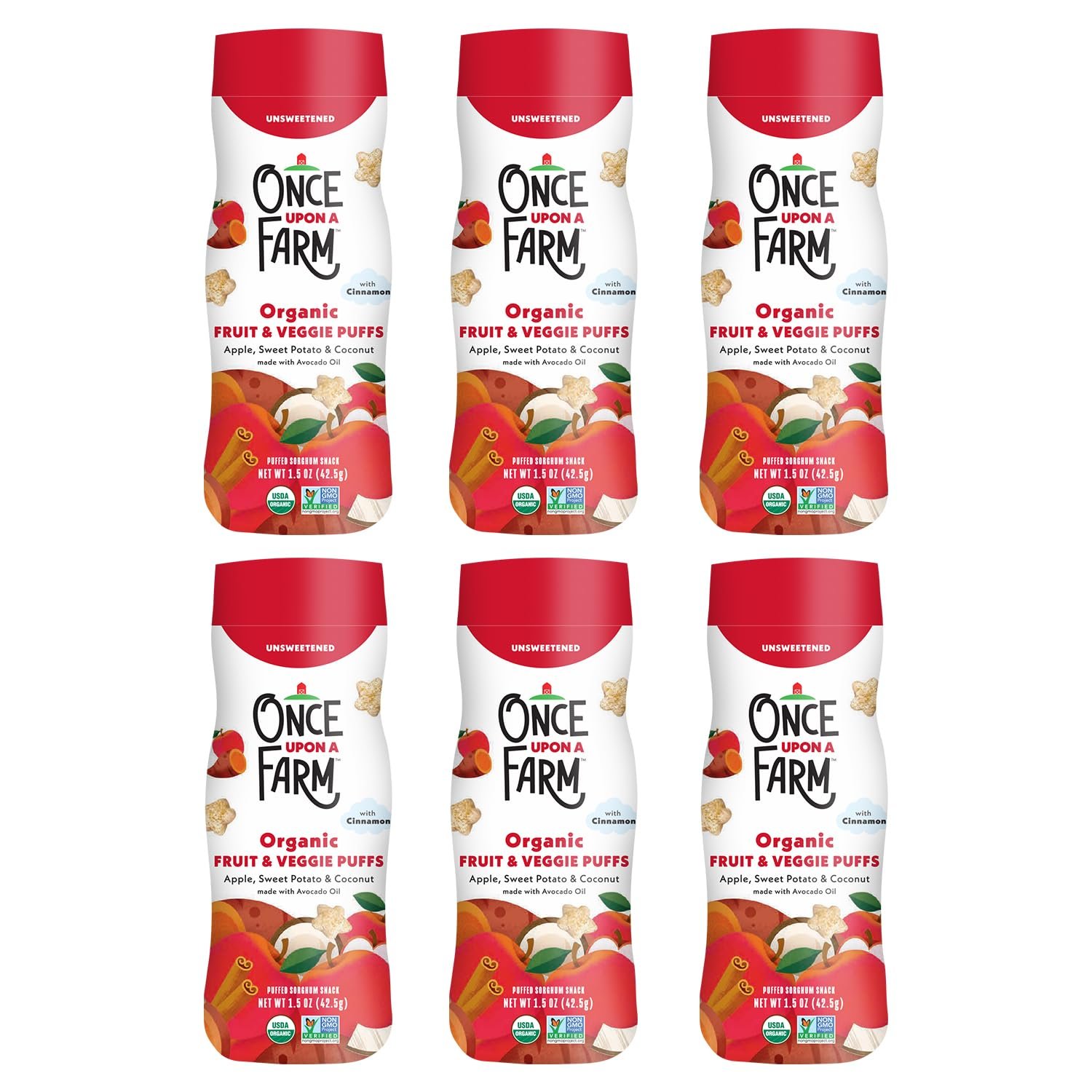 Once Upon a Farm Organic Fruit & Veggie Baby Puffs, Apple, Sweet Potato & Coconut | 6 count $23.94
