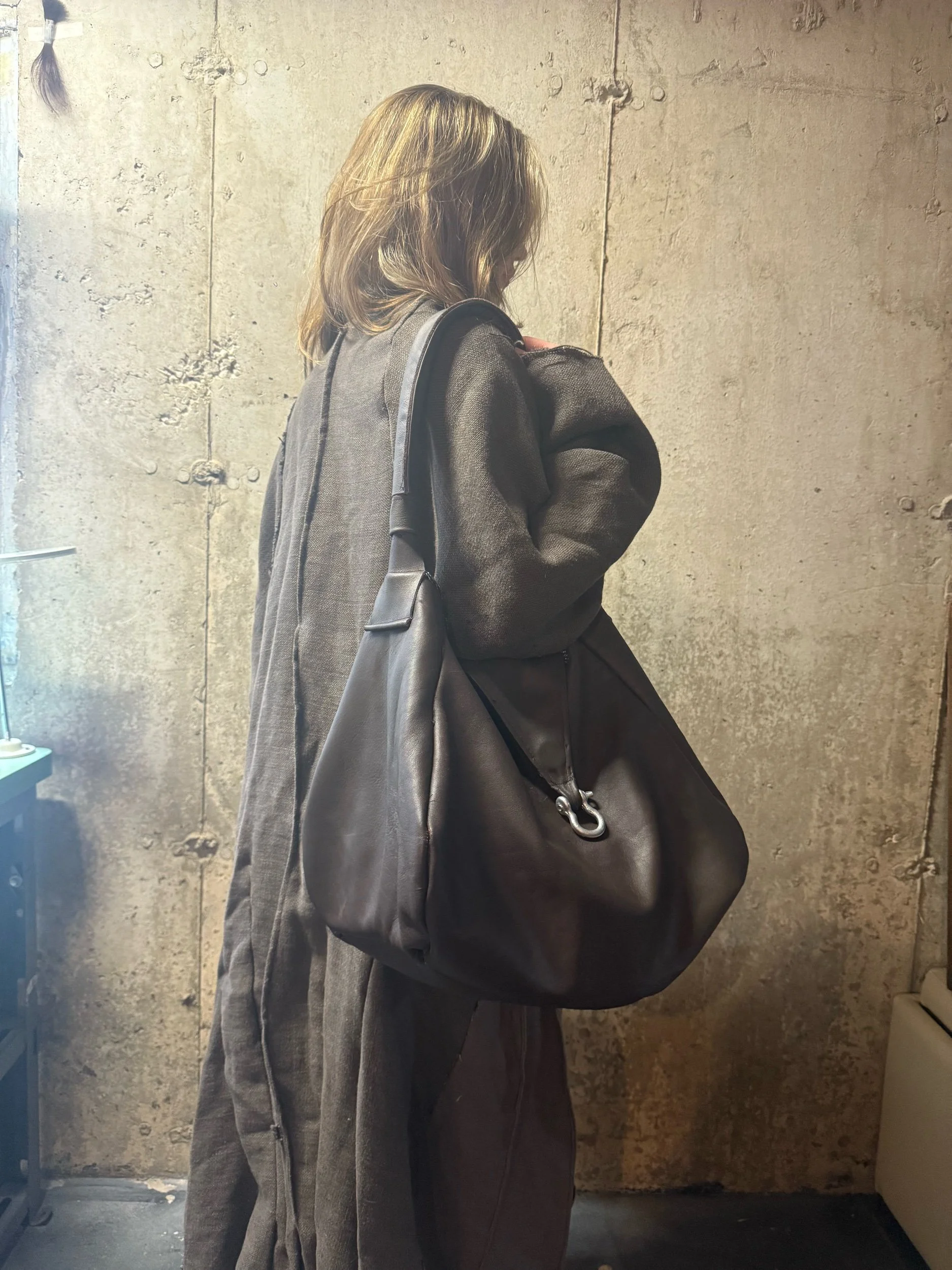 Brown leather shoulder bag