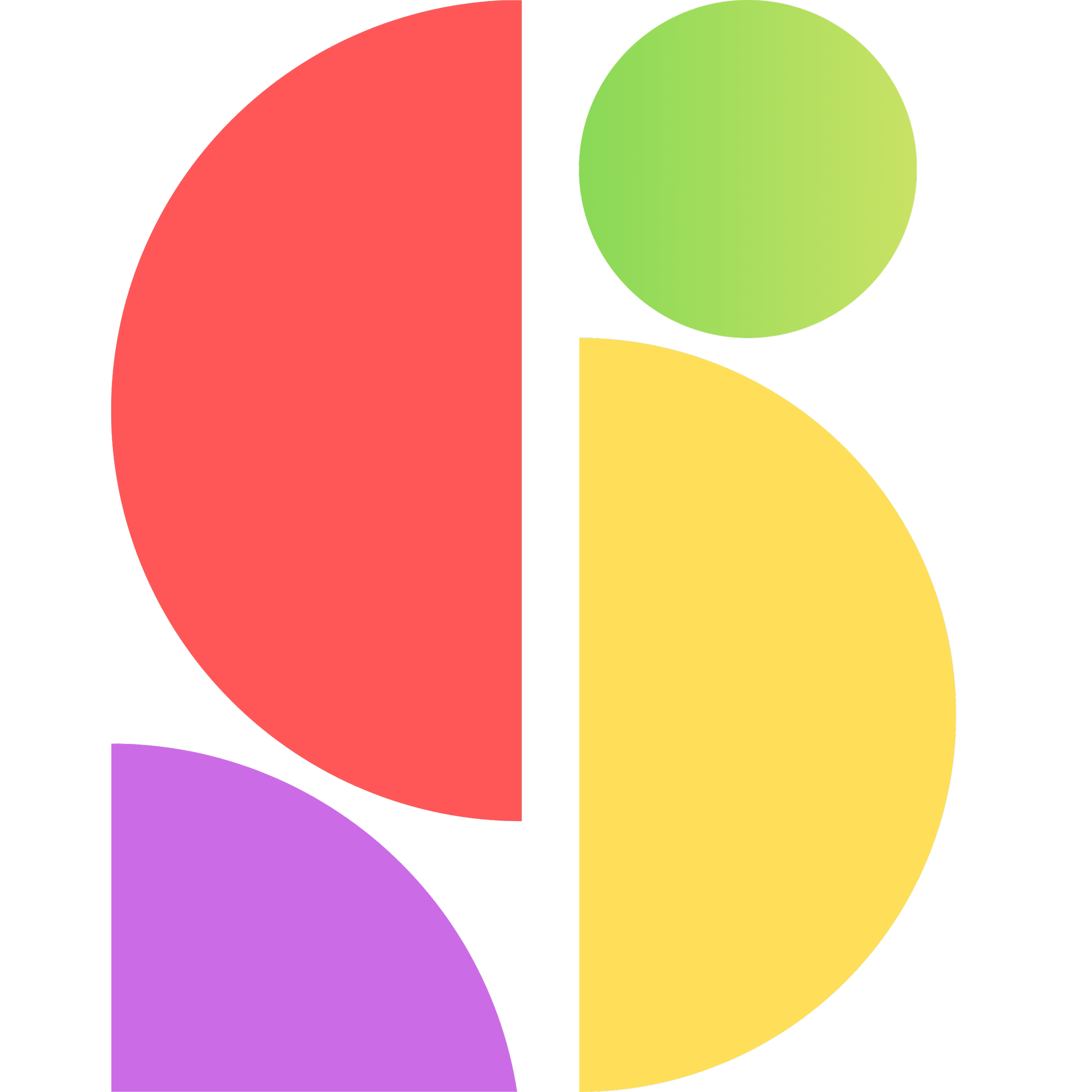 Colorful pie chart with 5 segments in red, green, yellow, purple, and orange.