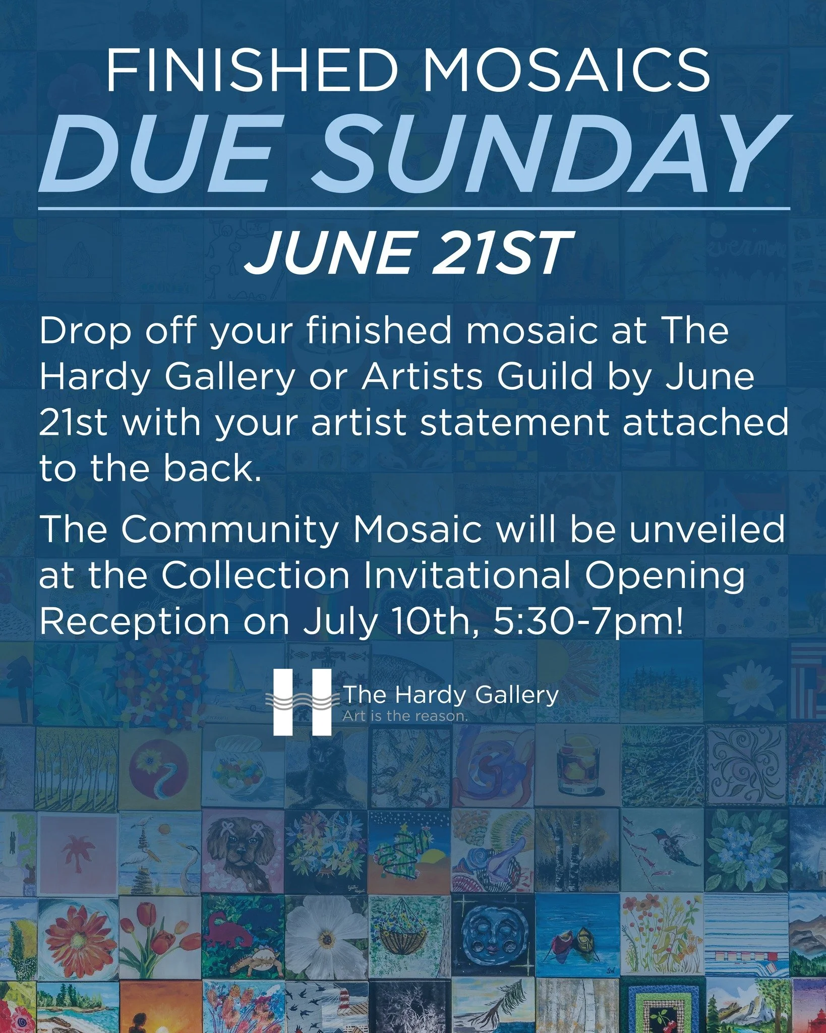 Thank you to all who participated in this years Community Mosaic Project! Finished mosaic canvases are due back to The Hardy Gallery or Artists Guild on June 21st. See the finished 2026 Community Mosaic Project on July 10th, 5:30-7pm!

 #hardygallery