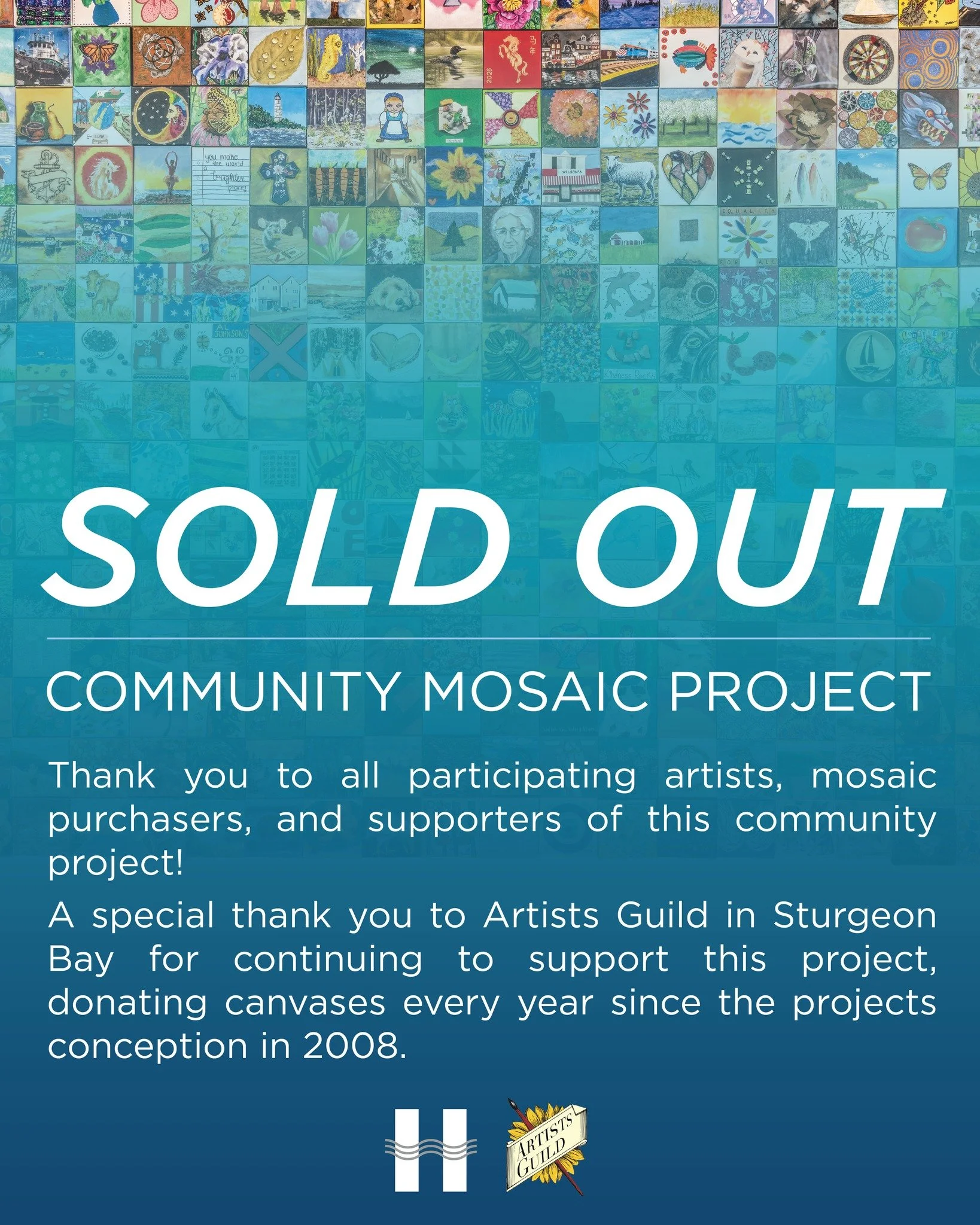 We are SOLD OUT! Thank you to everyone who supported the 2026 Community Mosaic Project, whether you were an artist, a purchaser, or visitor. Every contribution makes a difference, and proves that the visual arts are an important part of our community