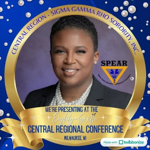 ✨Conference Presentation Announcement: SGRho Central Region✨
 
The SPEAR Foundation is excited to share that President and CEO, Dr. Charmaine Davis-Grant, will be presenting at the 86th Central Regional Conference of Sigma Gamma Rho Sorority, Inc. in