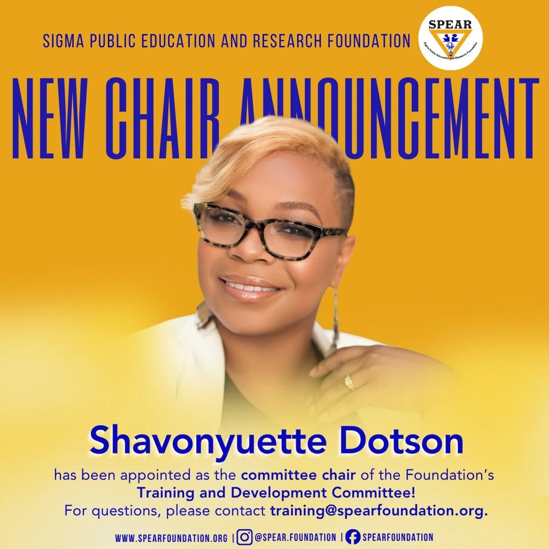✨ Welcome Our New Training &amp; Development Committee Chair &mdash; Shavonyuette Dotson, MPA! ✨
 
The SPEAR Foundation is excited to announce the appointment of Shavonyuette Dotson, MPA as our new Training &amp; Development Committee Chair!
 
A dyna