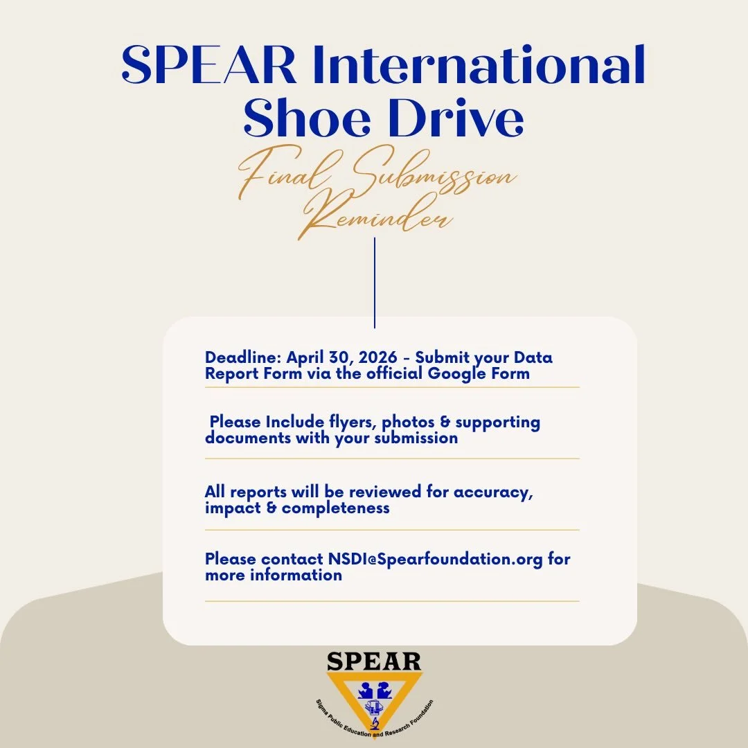 📣 SPEAR International Shoe Drive submission reminder 

#spearfoundation #internationalshoedrive #community #impact #sigmagammarho