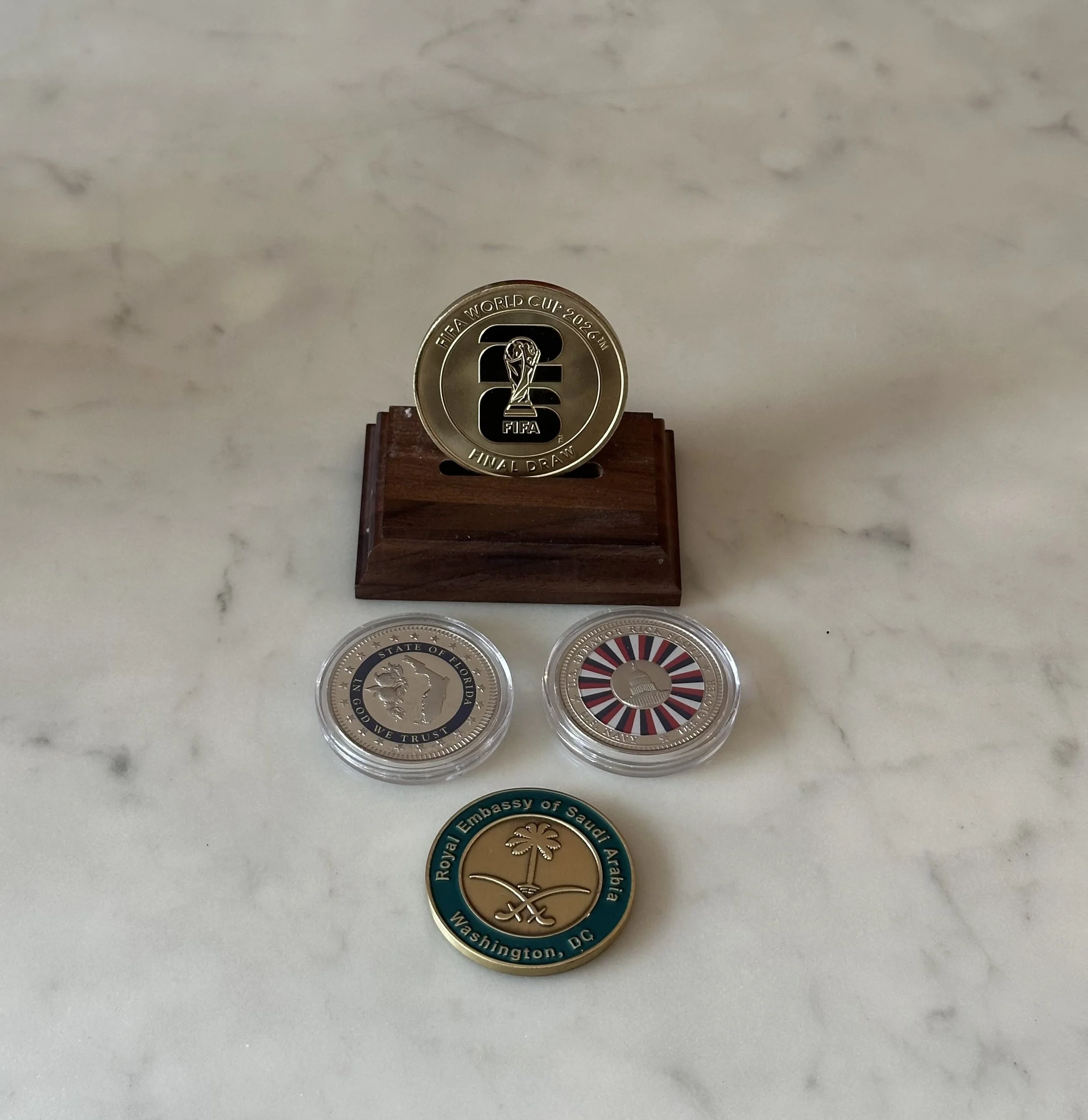 4 Bespoke Challenge Coins including for FIFA World Cup Final Draw