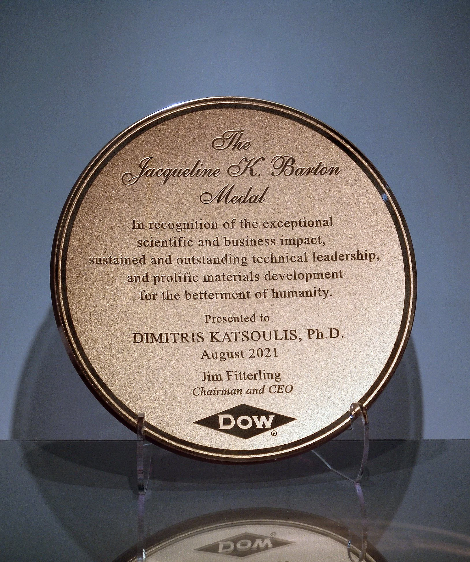 Custom Gold on Glass Plates created for Dow 