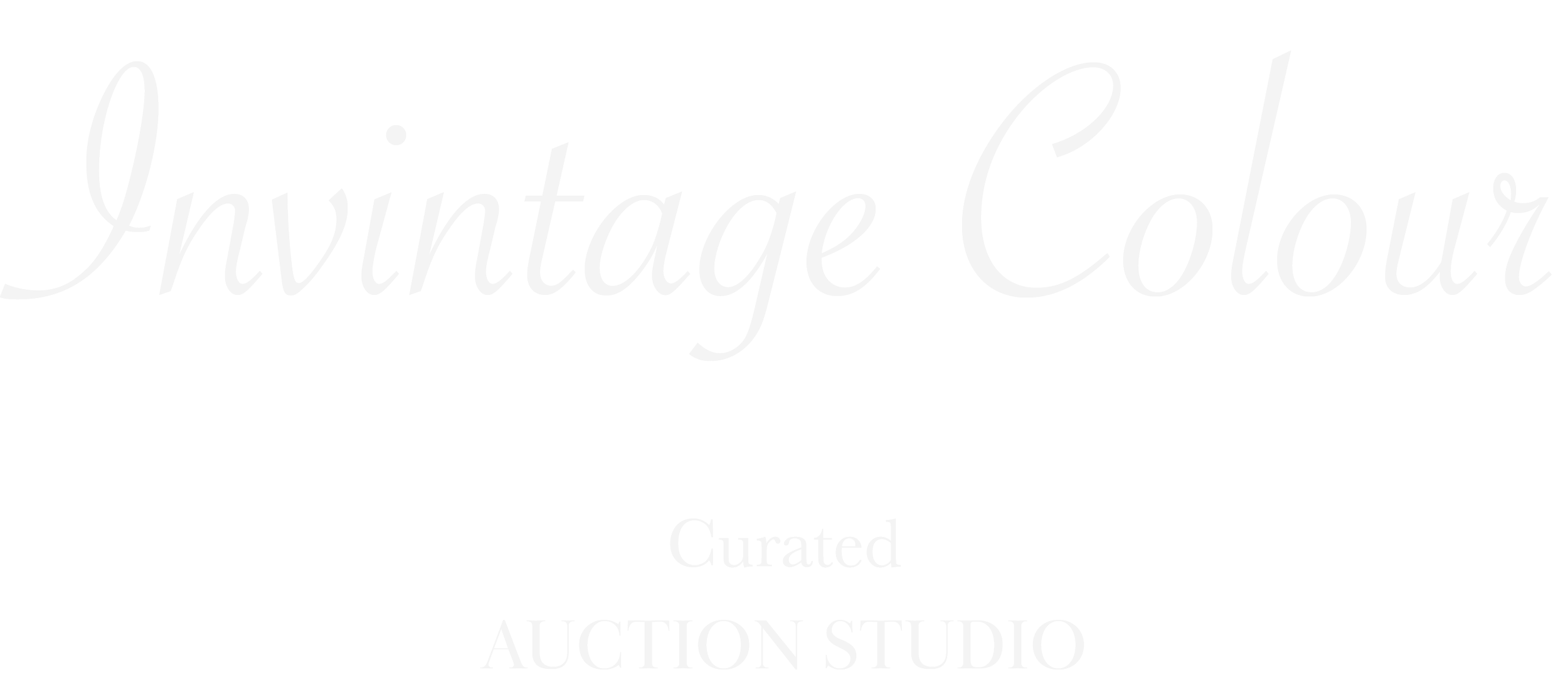 Text that reads 'Vintage Colour Curated Auction Studio' in a stylish font.