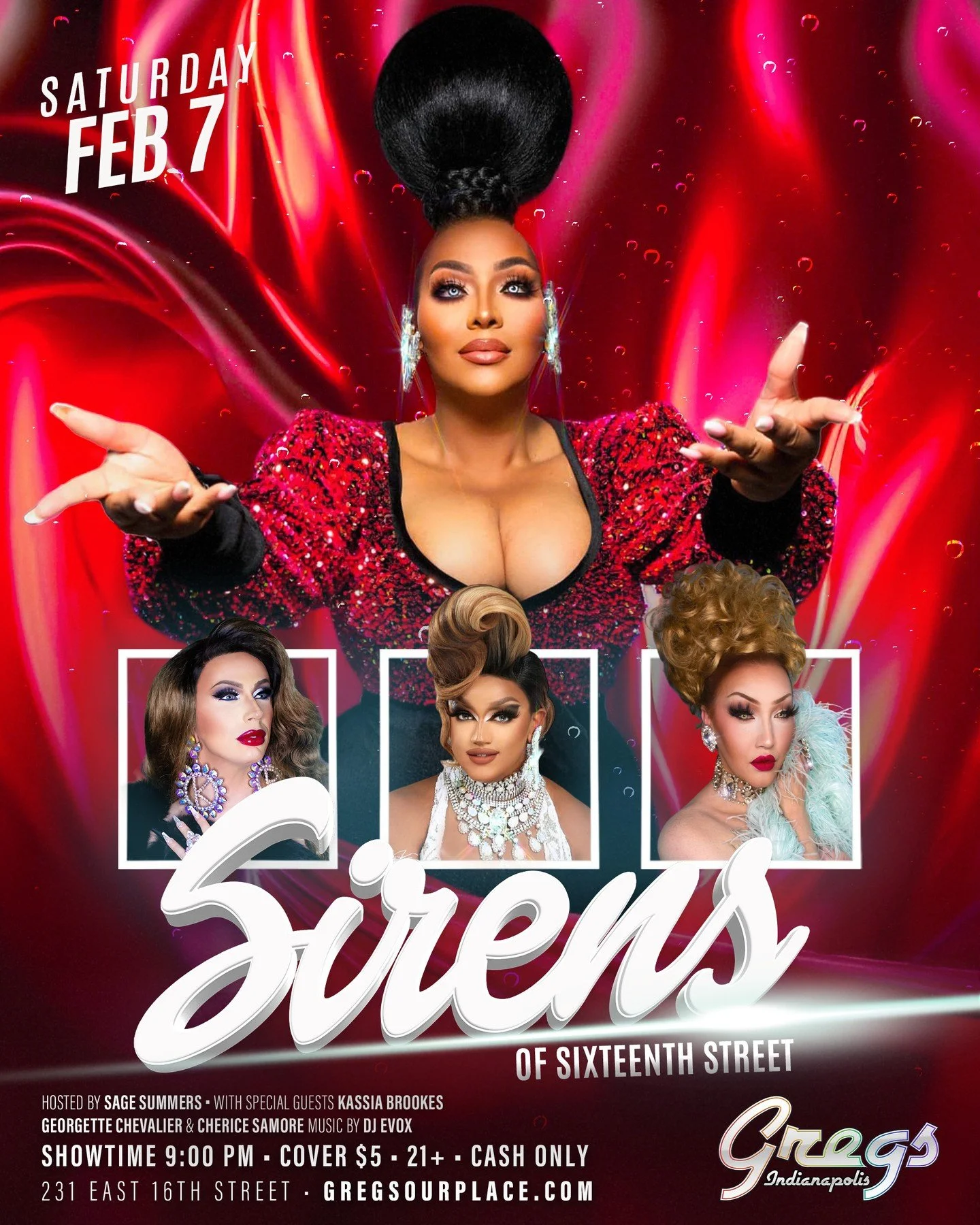 Join us, tonight at 9pm, for the Sirens of Sixteenth Street!

$5 cover for the show with a 9pm showtime.

Reservations available at: 317-638-8138
