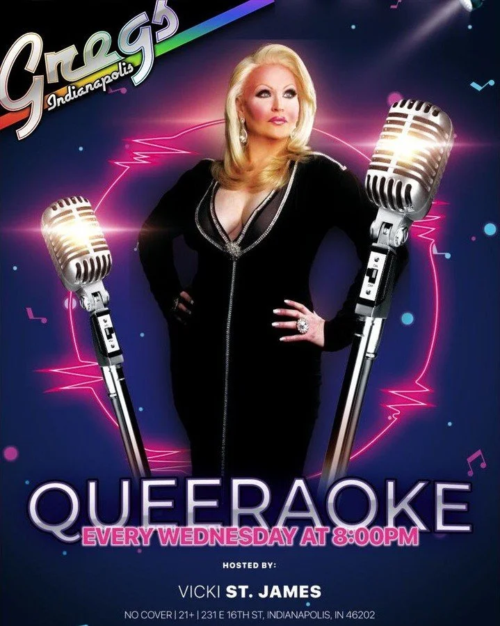 TONIGHT! 

At 8:00pm, join Vicki St. James, for Queeraoke at Gregs!