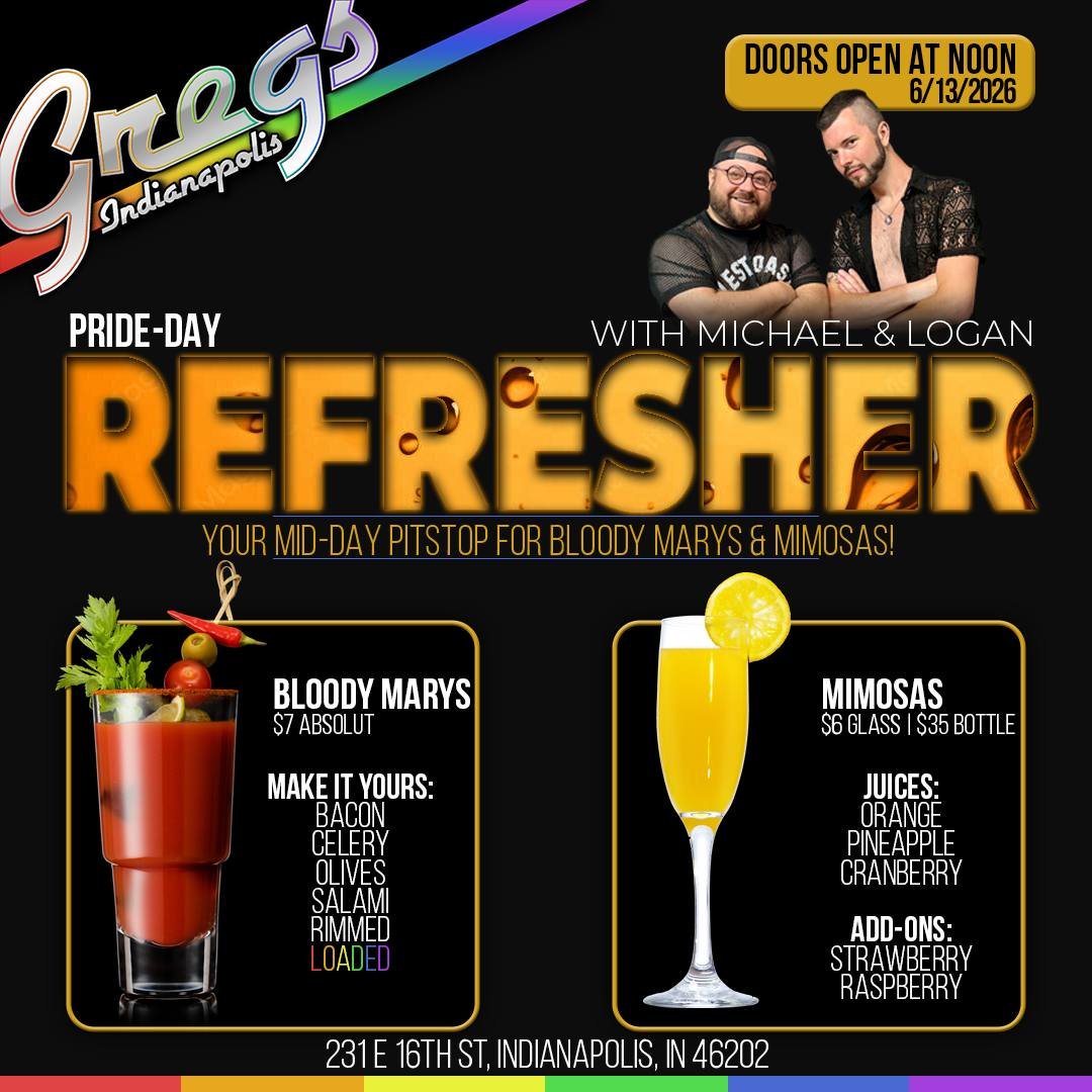 SATURDAY!

Logan &amp; Michael open at noon for your Pride-Day Refresher needs!