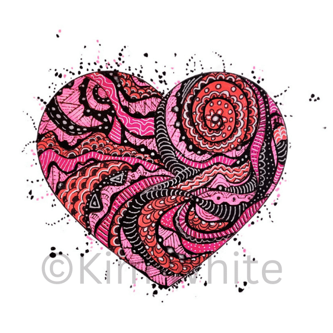 Angry Heart. Ink. 7" x 7". 2025