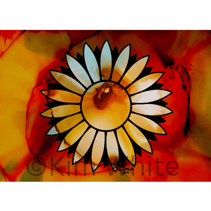 Shelby's Flower. Alcohol ink & digital media. 8" x 10". 2020