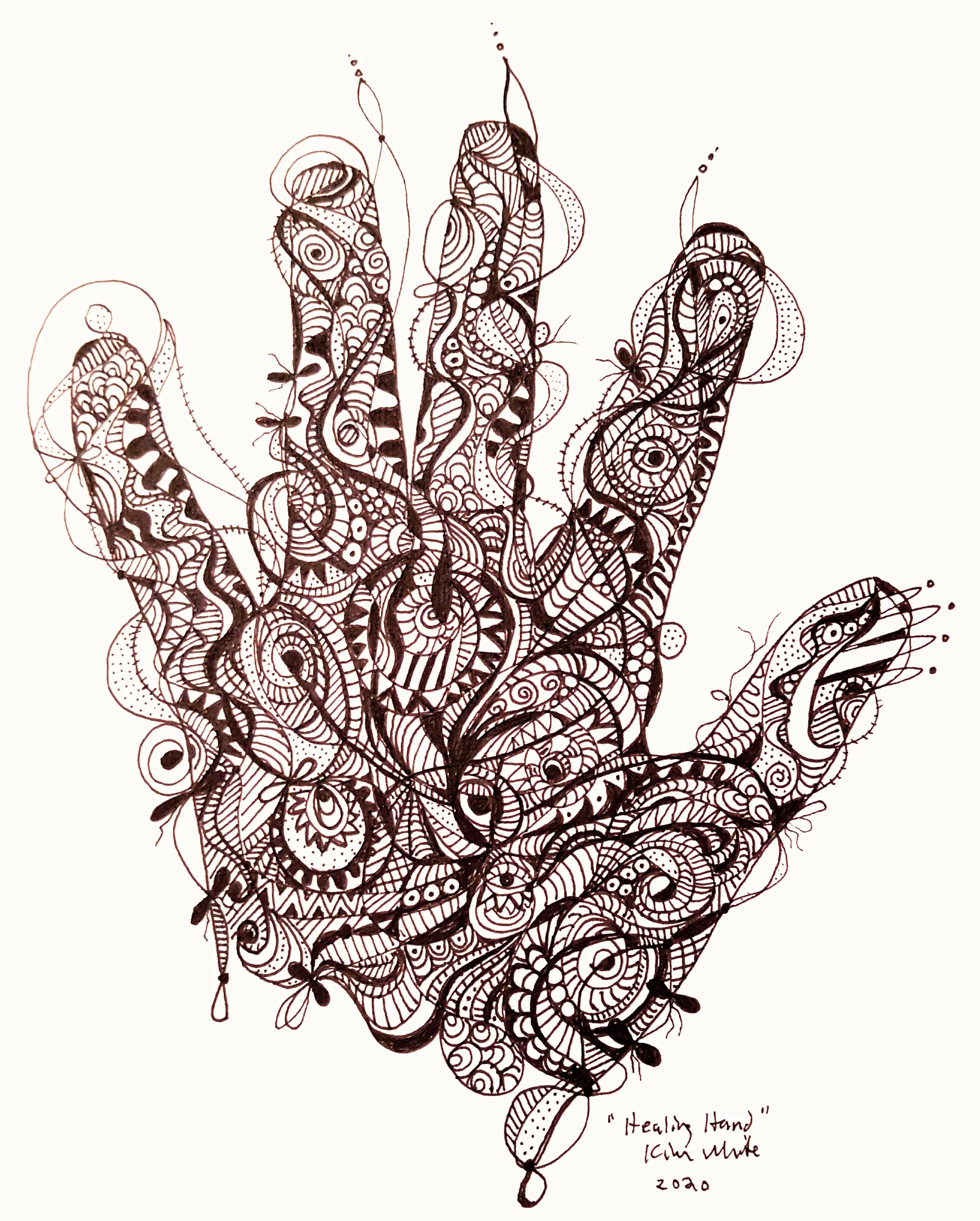 Healing Hand. Ink. 7" x 9 1/2". 2020