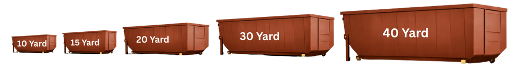 Roll-off dumpster sizes 10 yard, 15 yard, 20 yard, 30 yard, and 40 yard by Williams Waste Haulers
