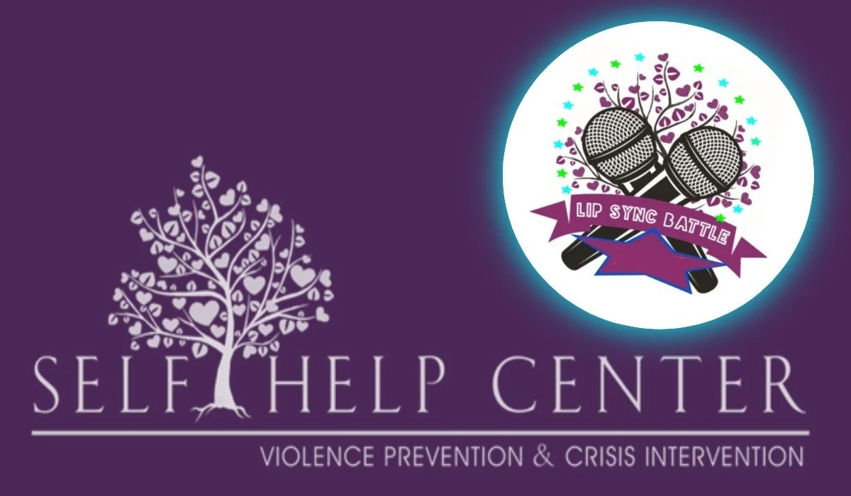 A purple background with the Self Help Center logo next to two microphones crossed over one another with the words lip sync battle in front of them