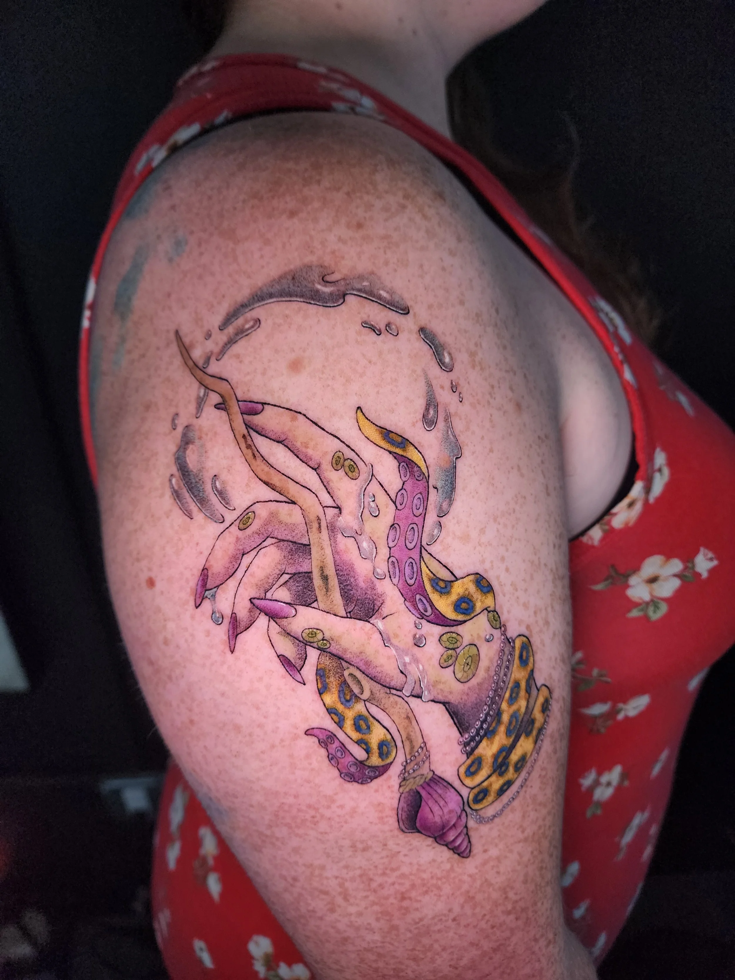 Colourful sea witch tattoo