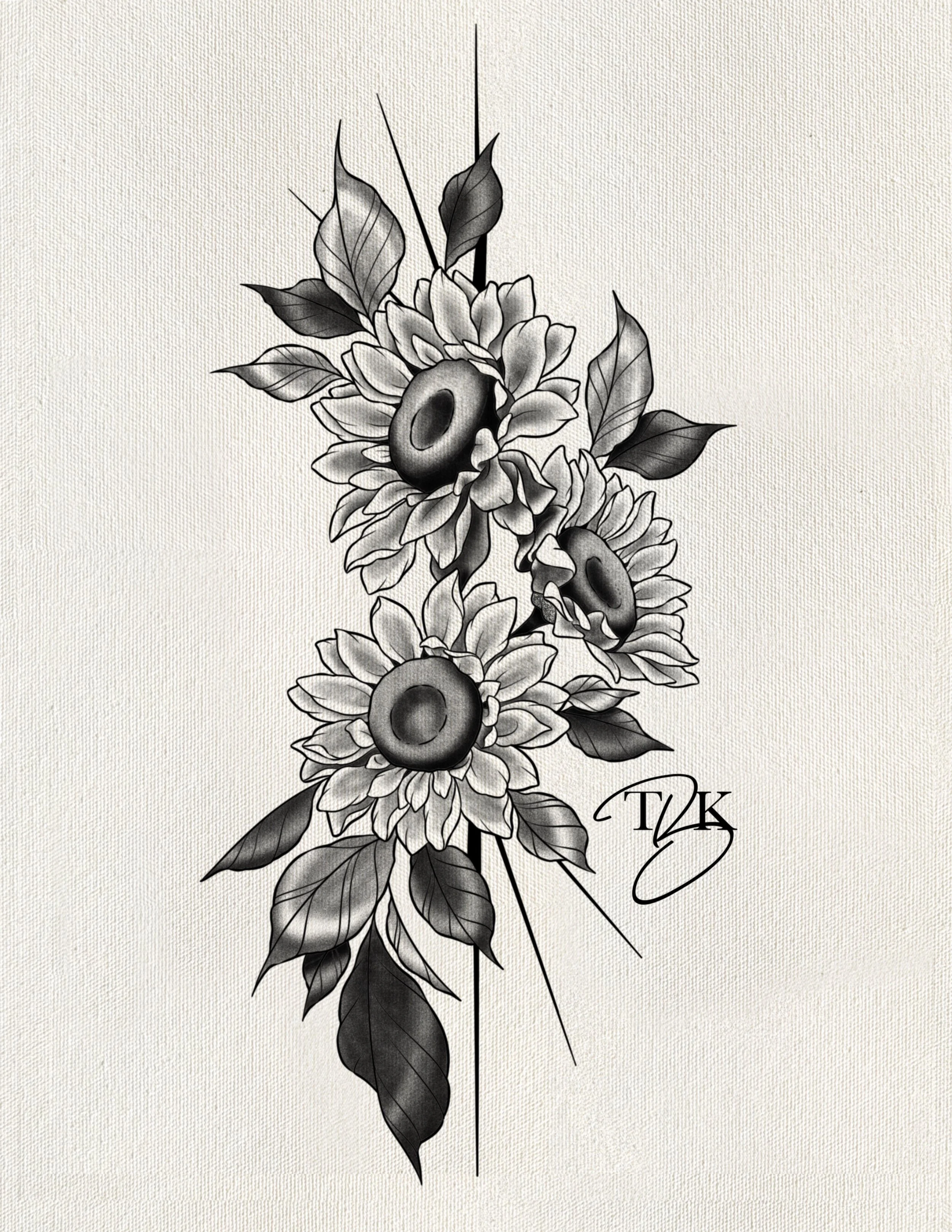 Shining Sunflower (Black & Grey)
