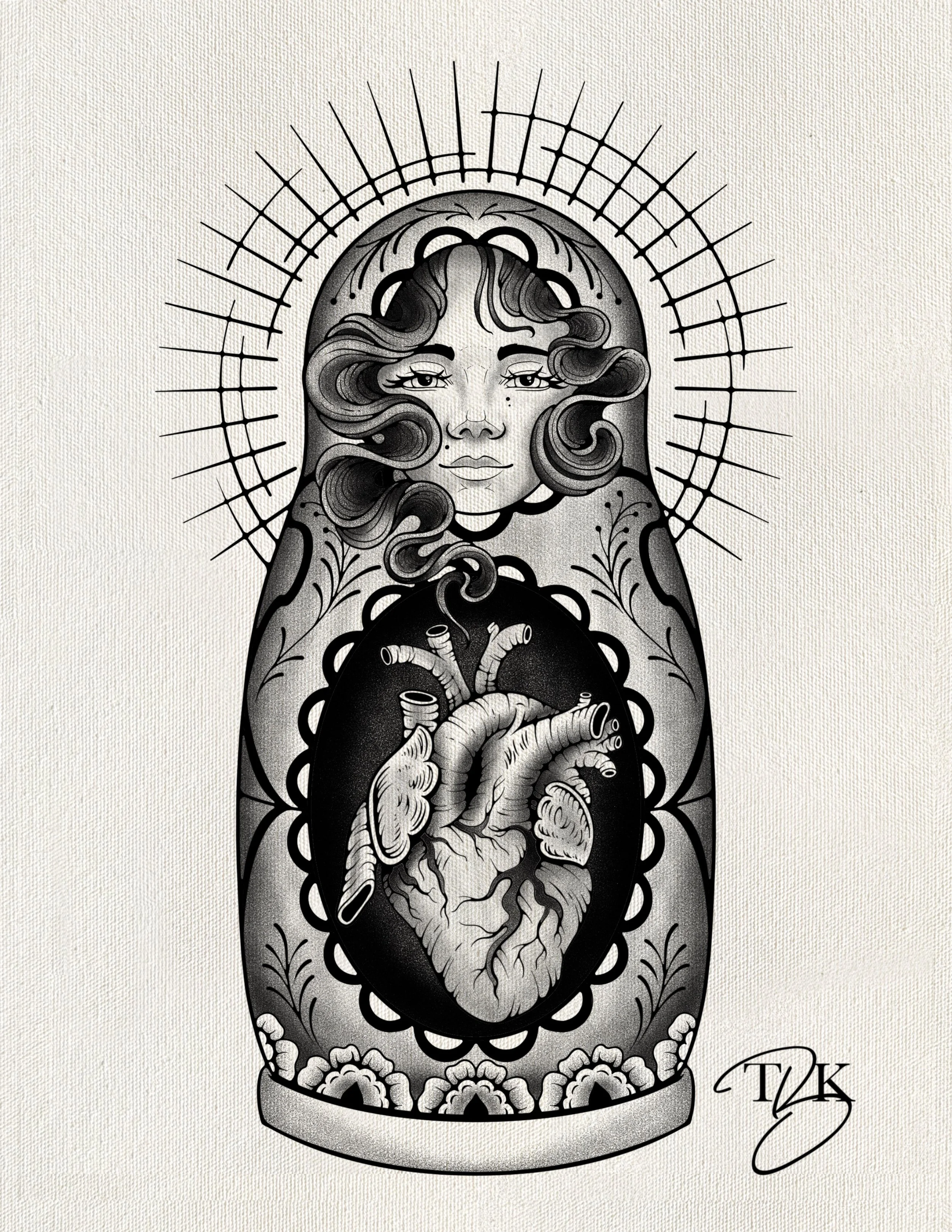 Nesting Heart (Black & Grey)