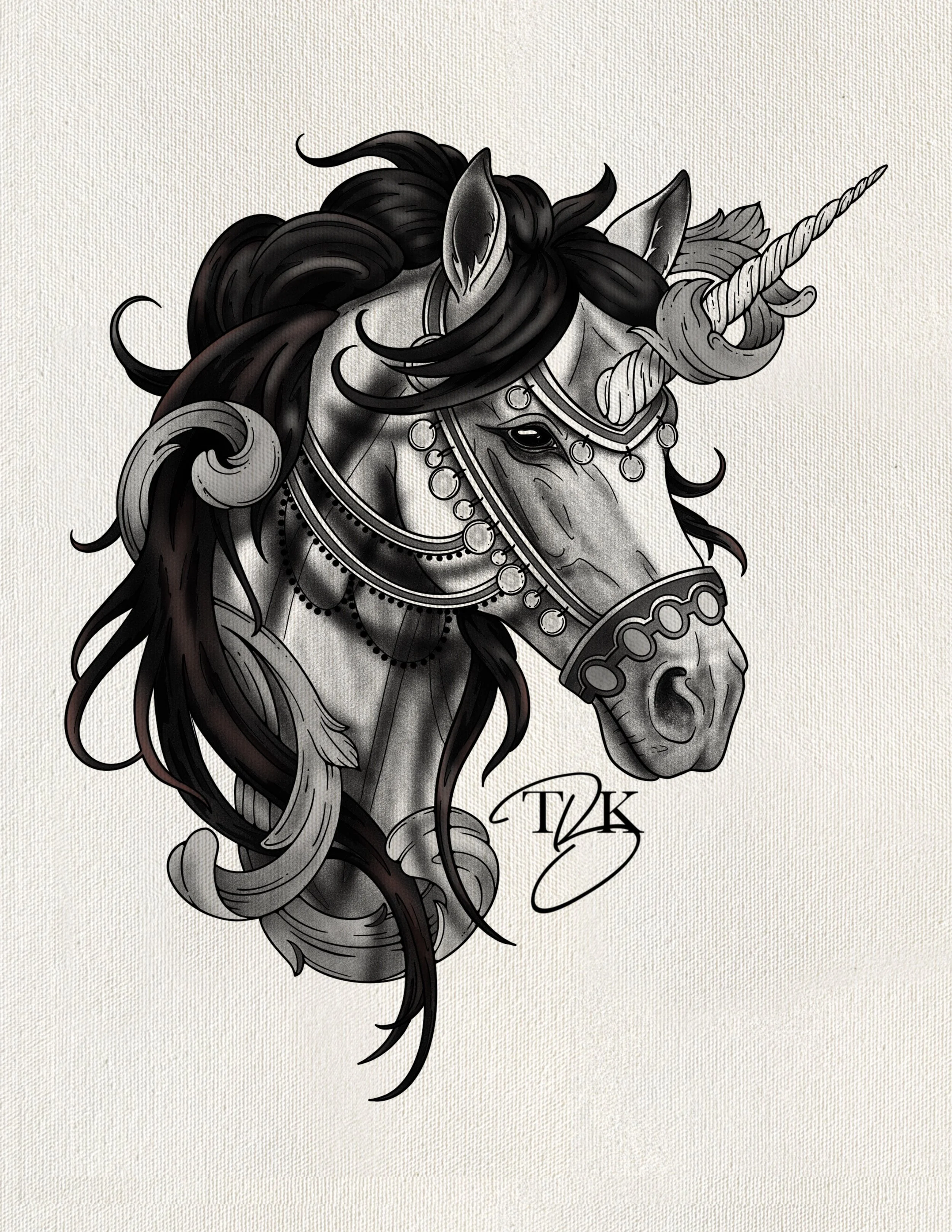 Horned beauty (Black & Grey)