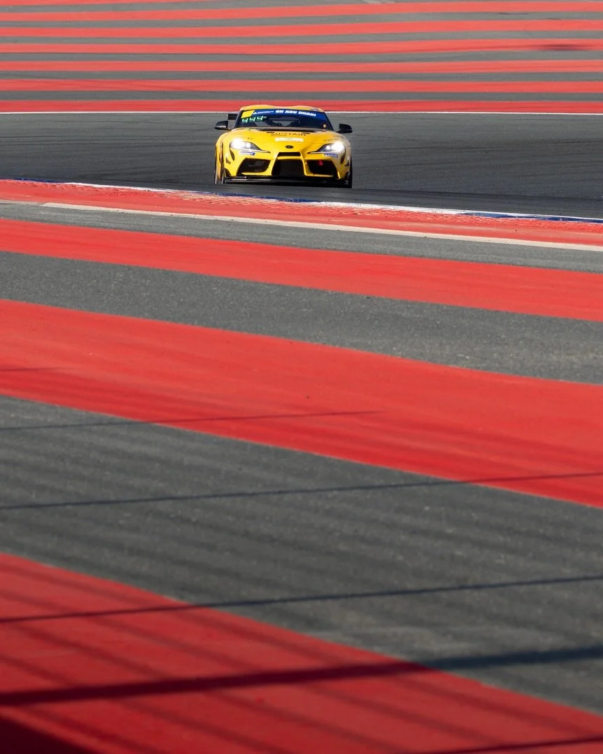 Can&rsquo;t have too many red stripes. 

@circuittoysmotorsport Supra GT4 exiting the turn 14 bowl of Dubai Autodrome during Thursday testing. 

#car19 #motorsport #motorsportphotography #motorsportphotographer #racecar #racingcar #racingcars #canonm