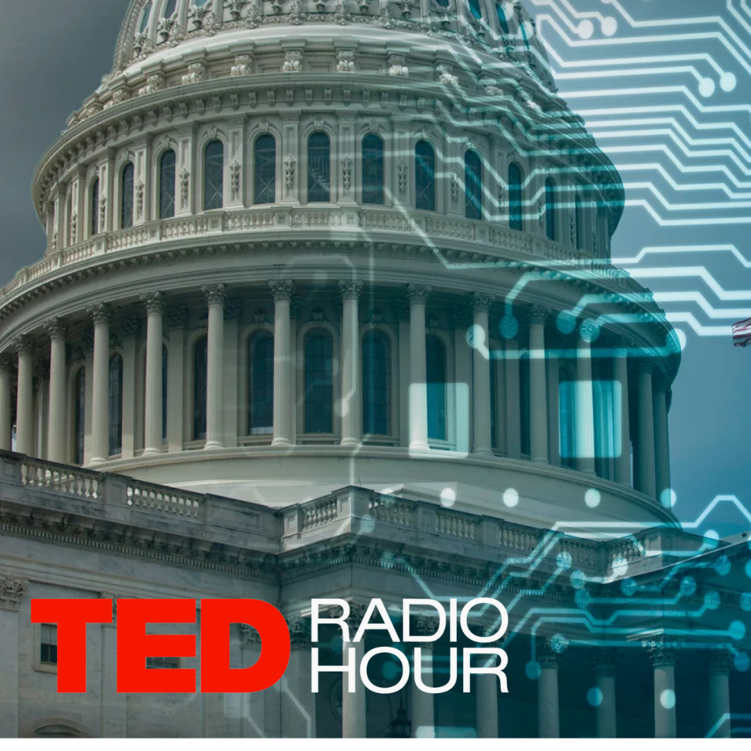 Capitol building interlaid with technological patterns for TED Radio Hour cover art