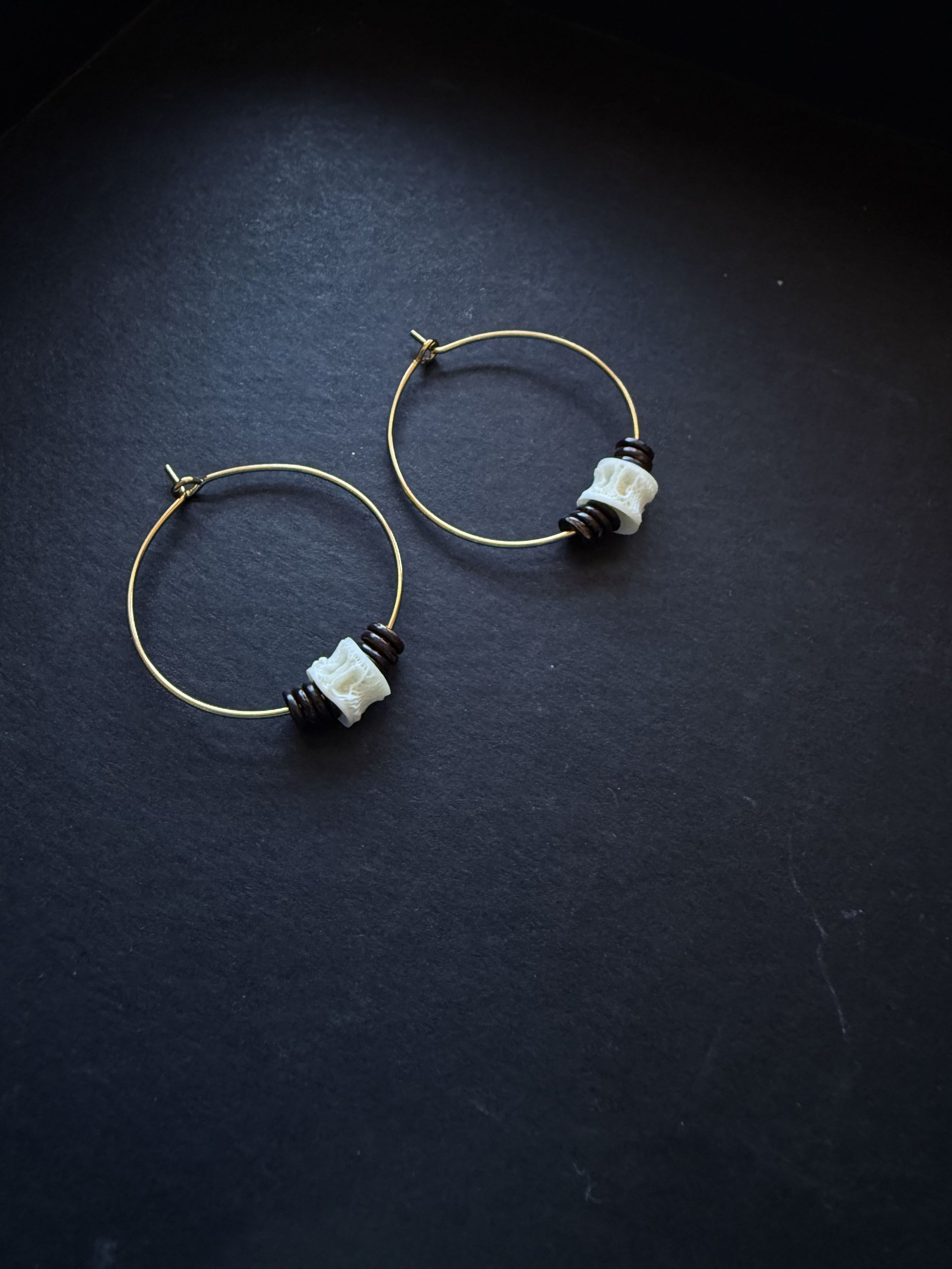 Gold Salmon Vertebrae Hoops
