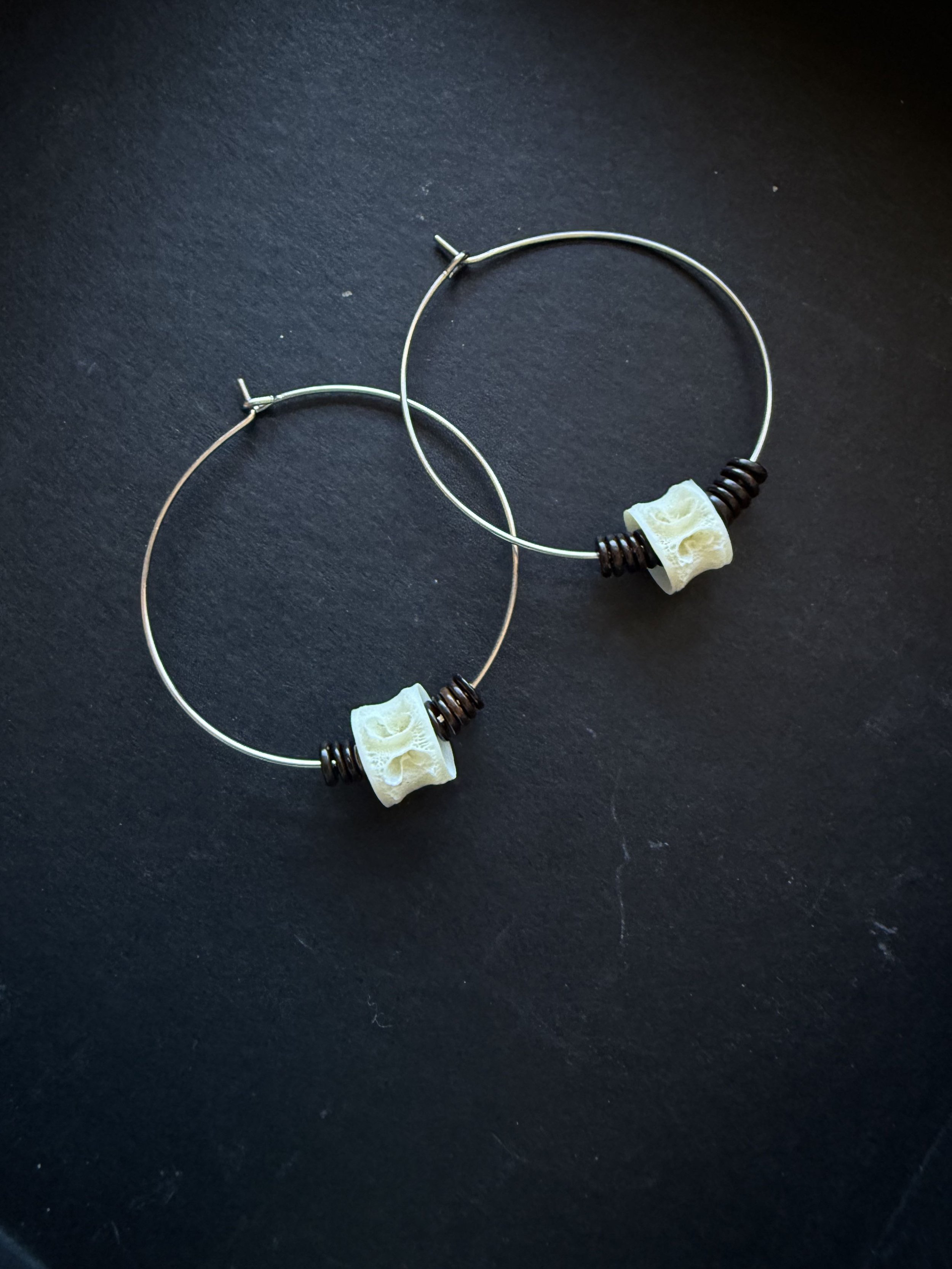 Salmon Vertebrae Hoops (Silver)