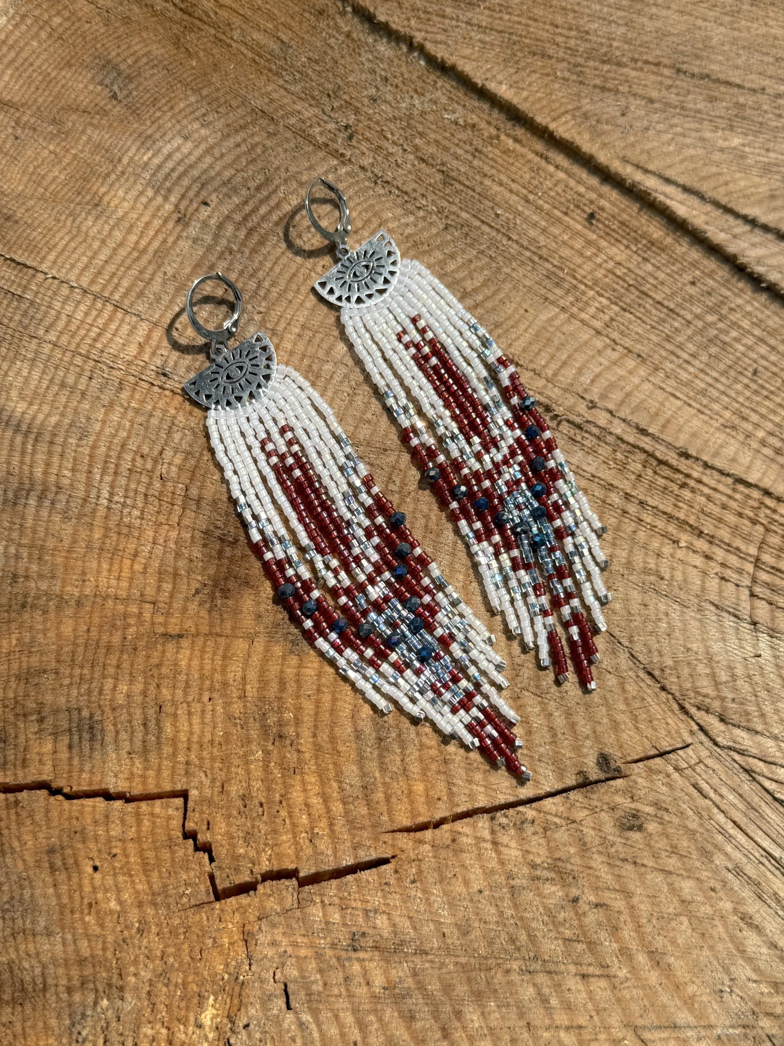 Silver Eye Fringe Earrings