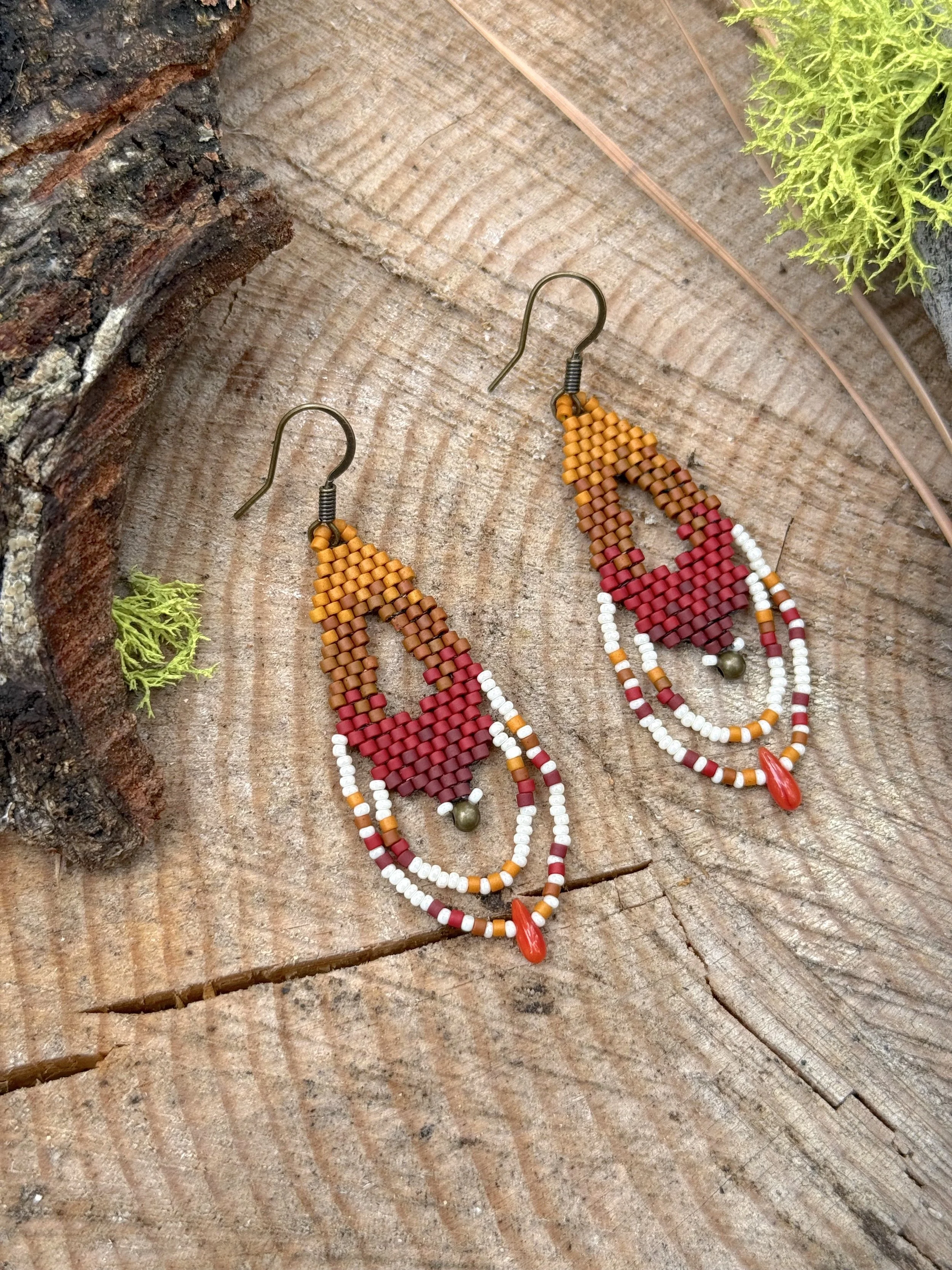 Fall Leaves Beaded Earrings