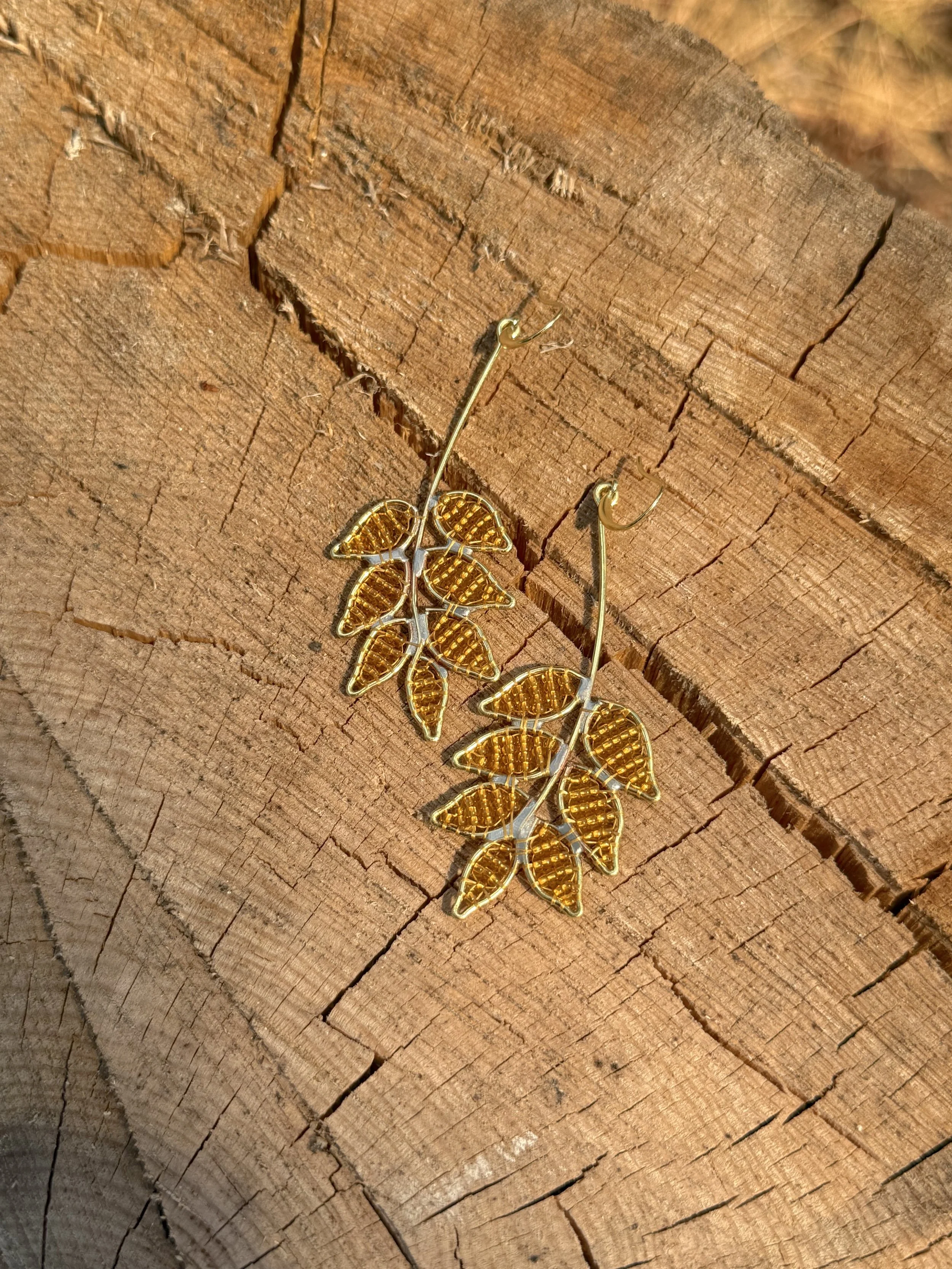 Golden Wheat Brass Earrings
