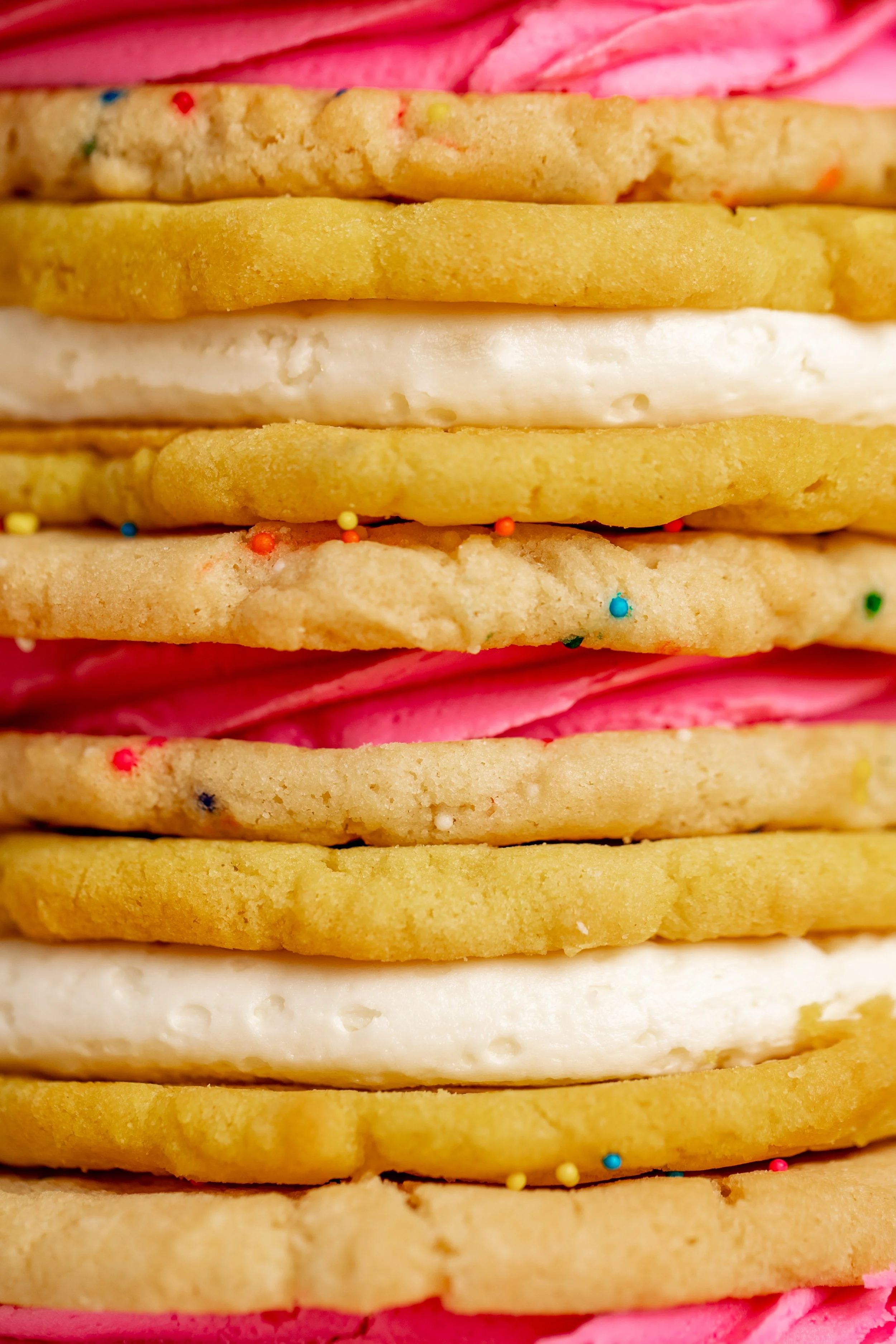 macro food photography colorful cookie frosting layers with playful sprinkles seattle food photographer