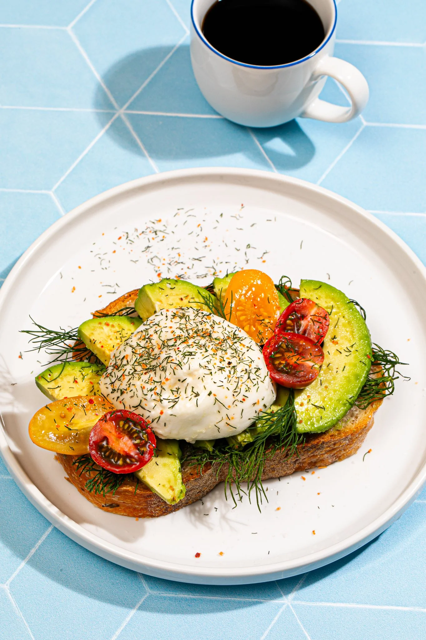 colorful commercial breakfast food photography avocado toast seattle restaurant photographer