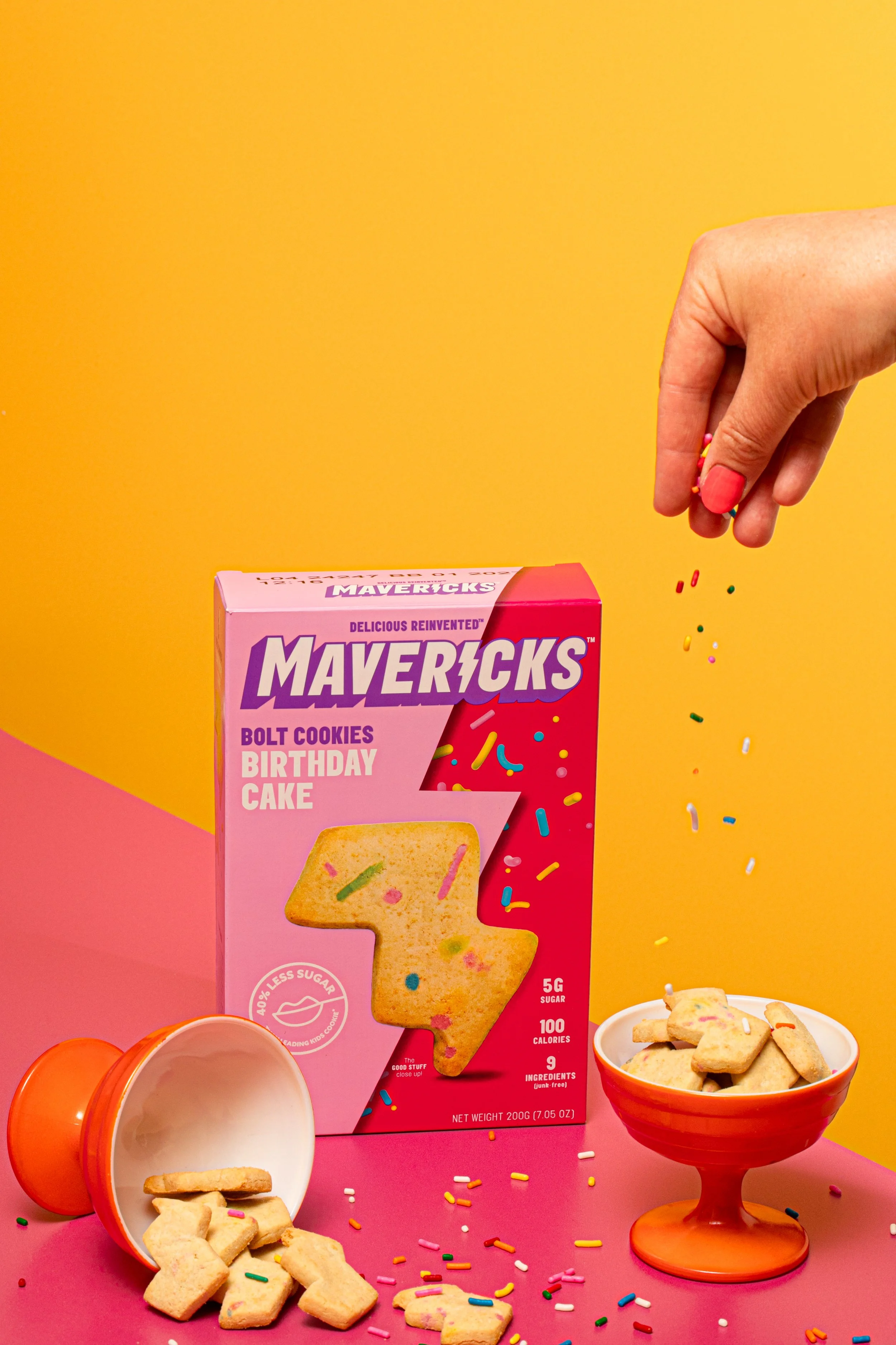 product packaged food photographer protein cookie snacks on bright modern colored backdrop seattle food product photographer