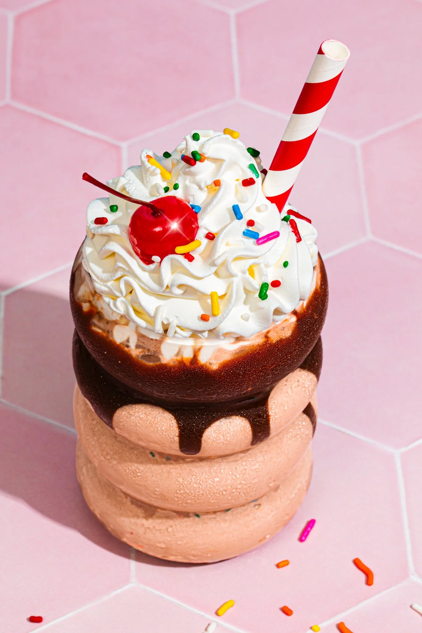 vintage milkshake seattle photographer chocolate ice cream shake whipped cream cherry top dessert photography