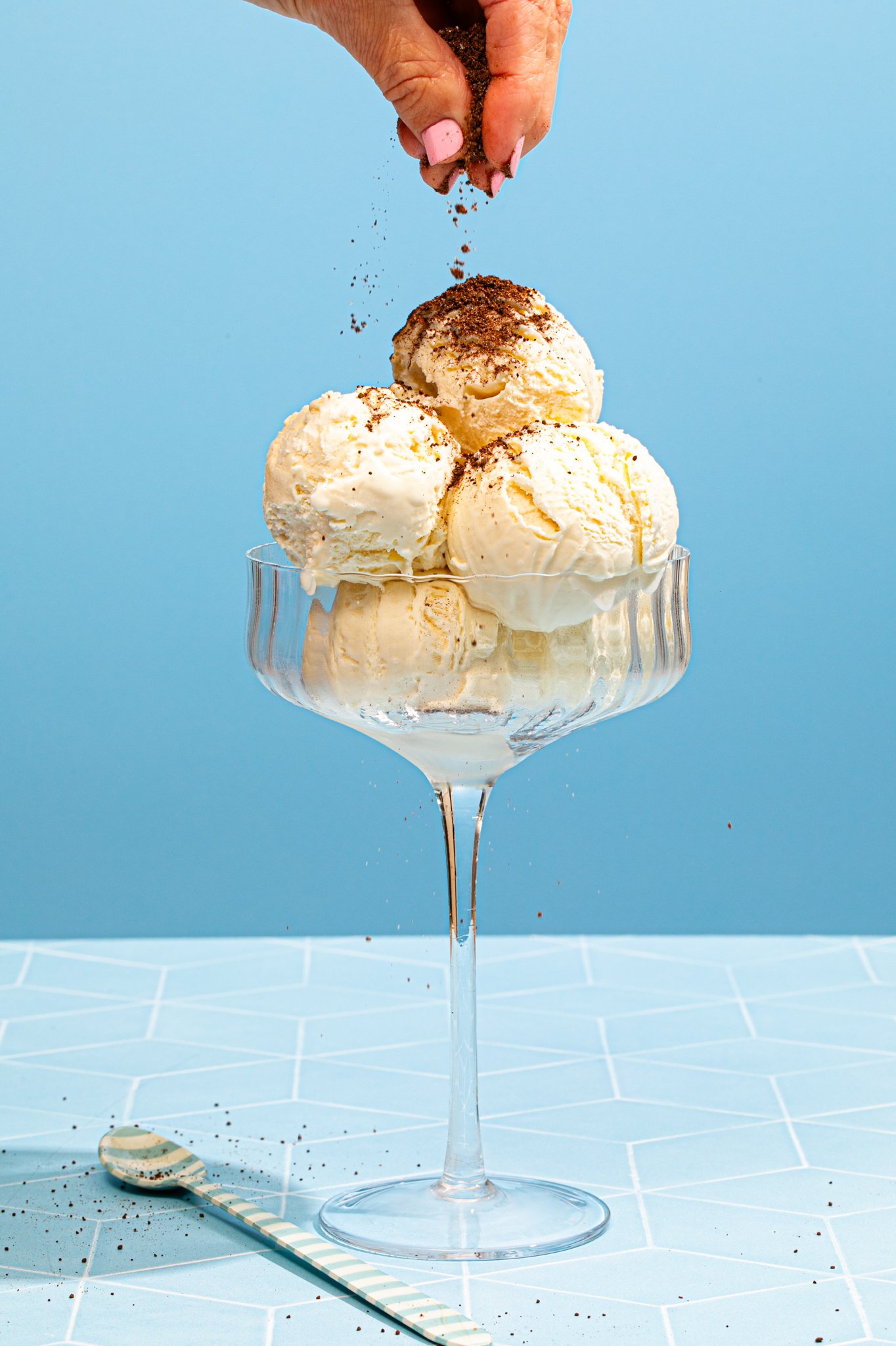 vanilla ice cream sprinkled with espresso chocolate salt brand recipe seattle food photographer