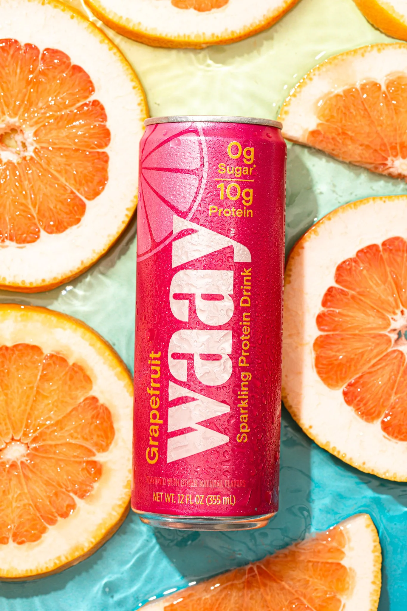 CPG canned beverage photographer seattle food protein drink pink can fruity citrus flavor 