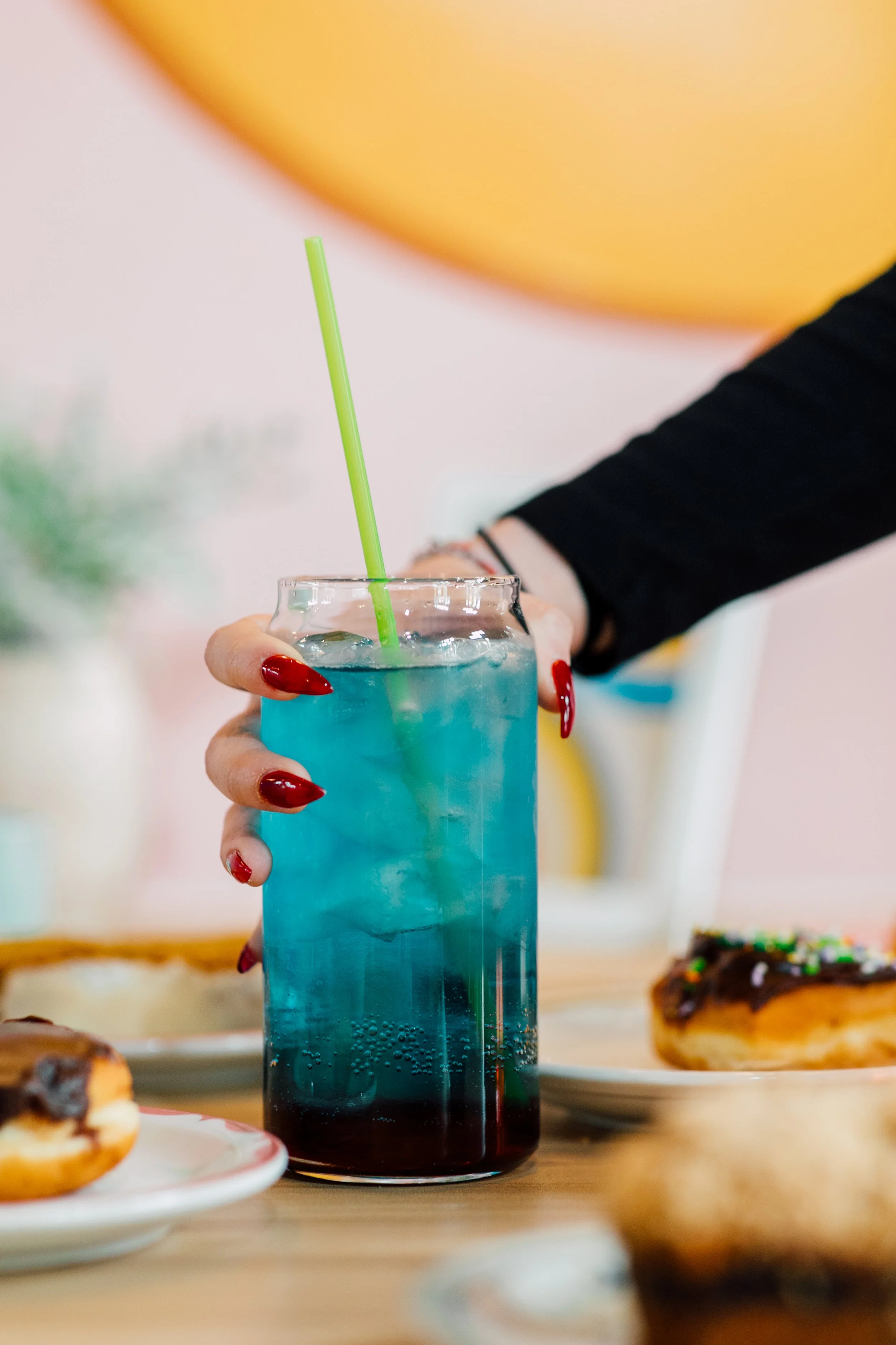 bright blue energy drink local cafe seattle drink and restaurant photographer