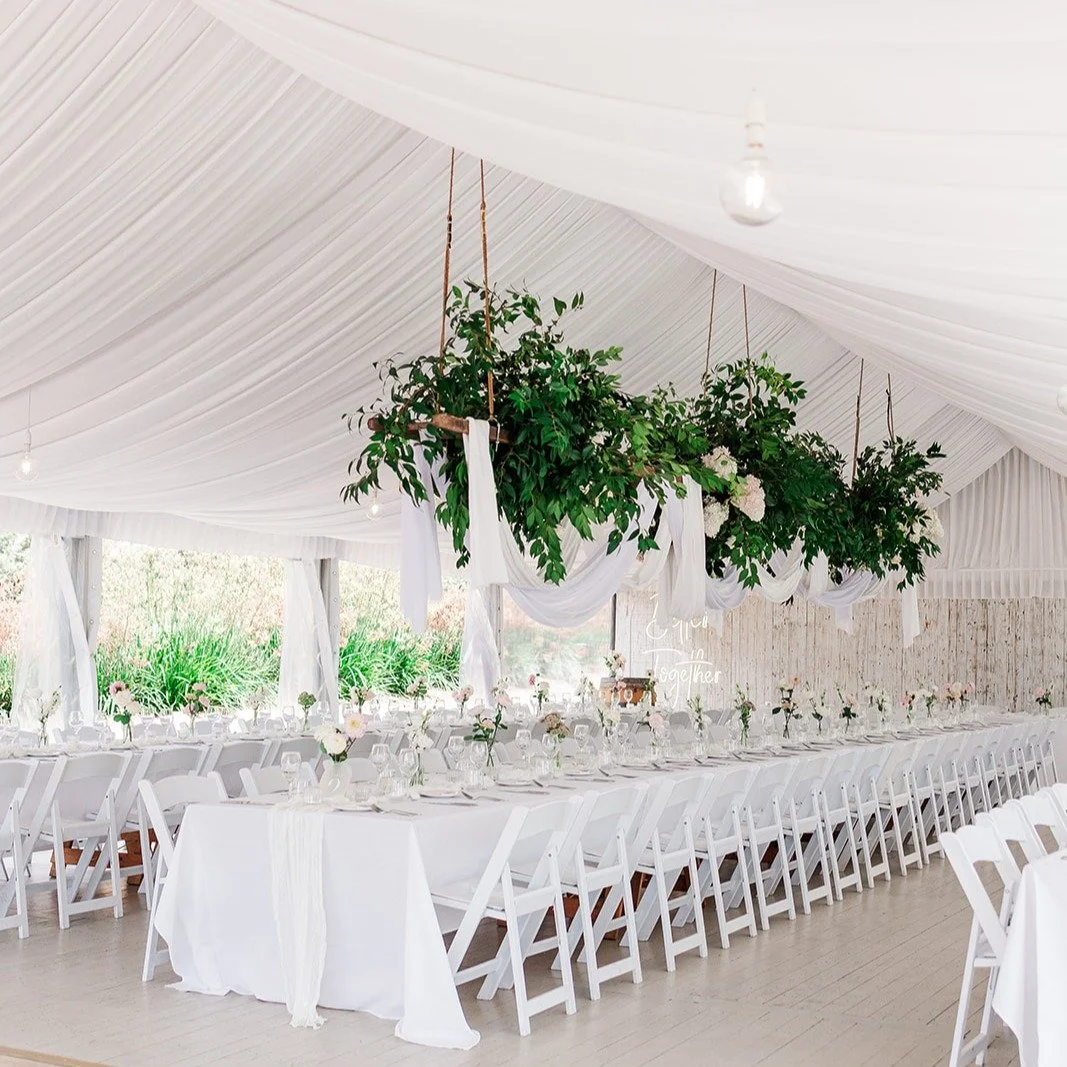 Big, bold &amp; beautiful. 
If there is a statement to make let's do it!
Laura &amp; Rich chose simple bud vases &amp; tealight candles for the tables &amp; lush foliage &amp; draping for the ladder @growwild.weddings in the grand marquee. 
Beautiful