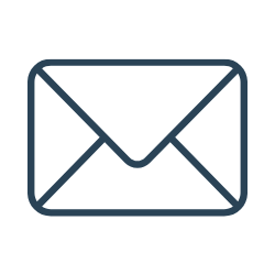 Outline of an envelope icon in blue.