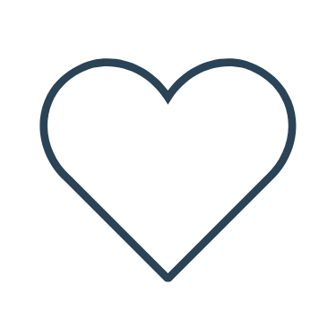 Outline of a heart shape with a needle and thread passing through it.