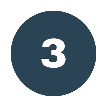 Number three inside a dark blue circle.