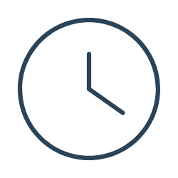 Simple line drawing of a clock showing the time as 3 o'clock.