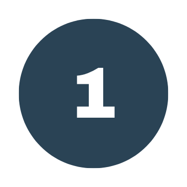 Number one inside a dark blue circle.