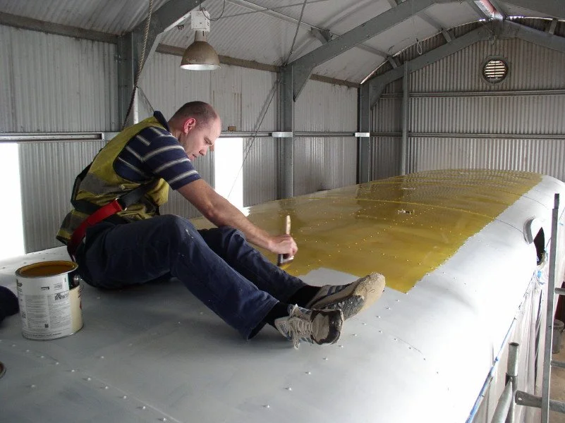 First coat of gold going on 32s roof.jpg