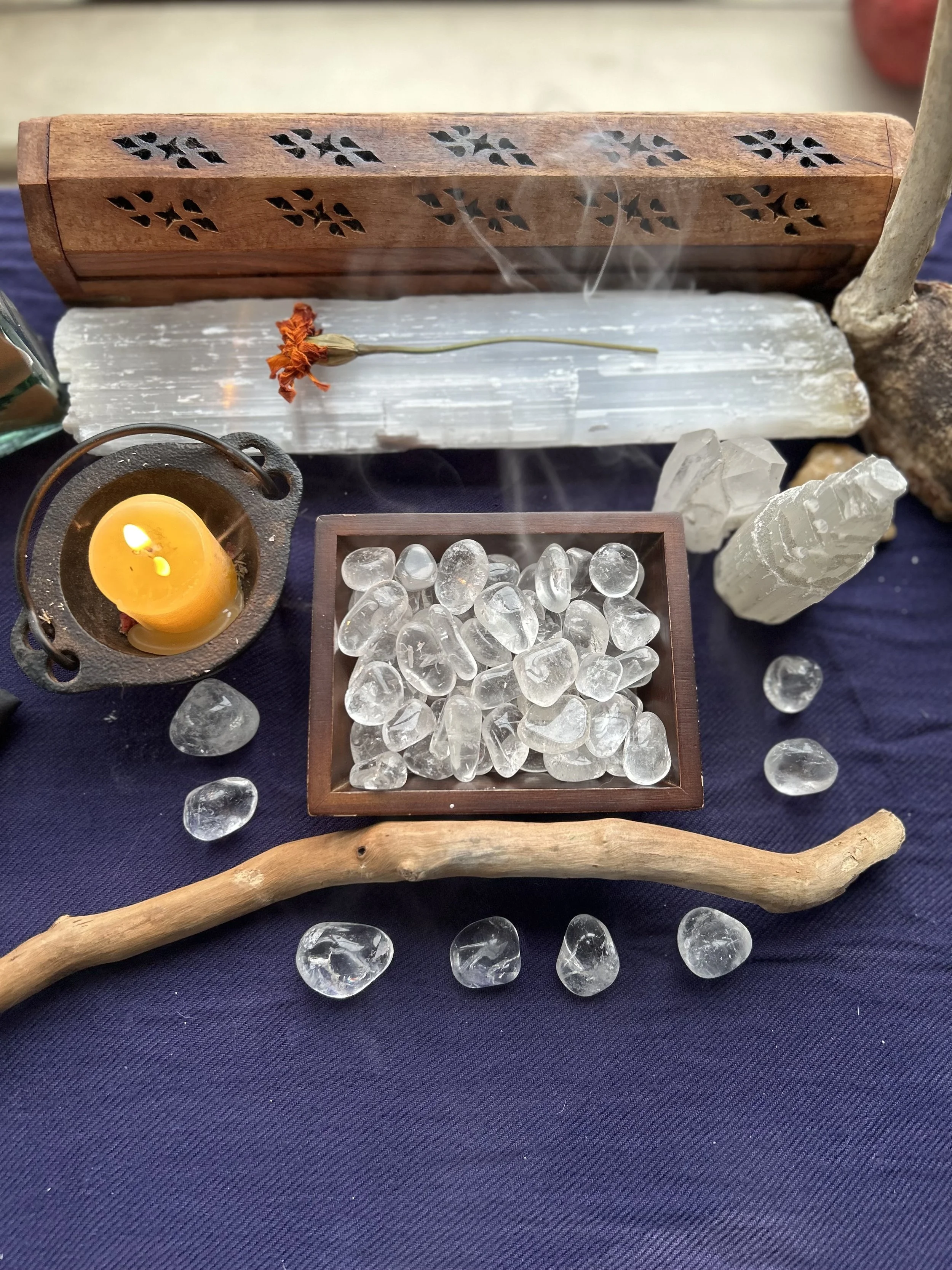 Clear Quartz Tumbled Stones & Hearts